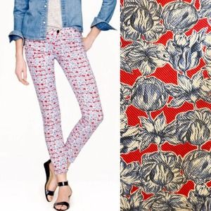 J. Crew Liberty of London Toothpick Ankle Jean Red Blue Matilda Tulip Floral 25